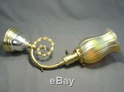 Antique Brass Wall Sconce Gilt French Rococo Gold Aurene Squash Blossom Glass