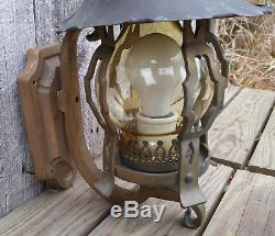 Antique Bronze & Copper Arts & Crafts Exterior Porch Wall Sconce Light Fixture
