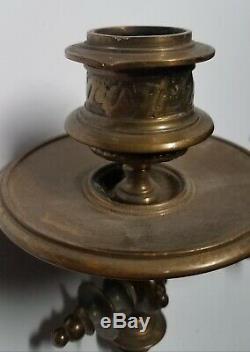 Antique Eastlake Bronze Brass Candle Wall Sconces Pair Swivel Piano Ornate Heavy