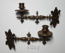 Antique Eastlake Bronze Brass Candle Wall Sconces Pair Swivel Piano Ornate Heavy