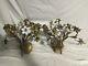 Antique French 19th Century Gilt-Brass Wall Sconces With Milk Glass Flowers