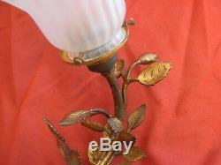 Antique French Gilt Bronze With Glass Shade Wall Sconce, Early XX