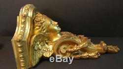 Antique French Napoleon III Carved Gold Gilt Angel Wall Bracket sconce