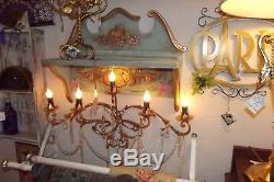 Antique French Wall Chandelier Sconce Light Lamp Vintage Gold Gilt 5 arm