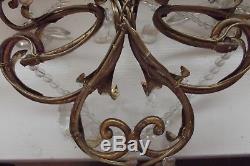 Antique French Wall Chandelier Sconce Light Lamp Vintage Gold Gilt 5 arm