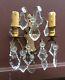 Antique French crystal Wall Sconce prisms gilded Glass bronze 2 Arm light wall