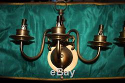 Antique Georgian Style 3 Arm Wall Mounted Sconce Light Fixture-Gold Color-Pair