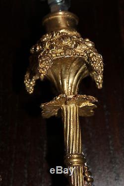 Antique Gorgeous Solid Brass Vintage Cherub Wall Lamp Sconce