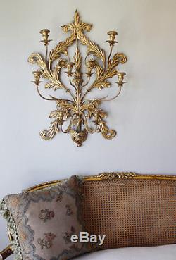 Antique Italian Tole Gilt Wall Sconce Candelabra Breathtaking