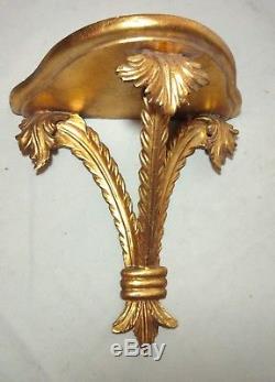 Antique Italian ornate hand carved gold gilt wooden wall shelf corbel sconce