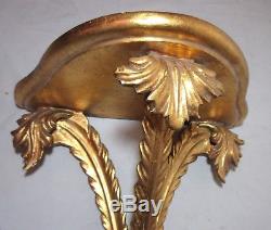 Antique Italian ornate hand carved gold gilt wooden wall shelf corbel sconce