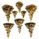 Antique Lot 8 Italian Gilded Giltwood Rococo Wall Mount Brackets Shelves Sconces