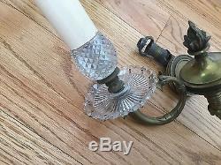 Antique Lot of 5 Bronze French Figural Wall Sconces Lamps Crystal