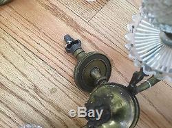 Antique Lot of 5 Bronze French Figural Wall Sconces Lamps Crystal