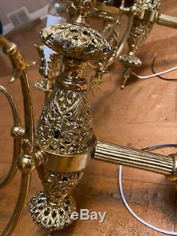 Antique Match Set of 2 Rococo Sconce French Brass Louis Wall Lamp Fixture