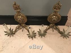 Antique Neoclassical Brass Bronzed Wall Sconces (pair) C. B. M. Reading PA 1924