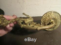 Antique ORNATE French Gilded Bronze PIANO Wall Sconce WINGED WOMAN, LILITH, SIGNED
