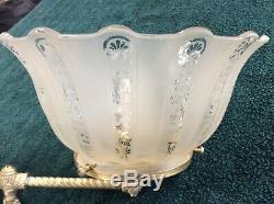 Antique Original Gas Wall Sconce With Beautiful Etched Glass Shade