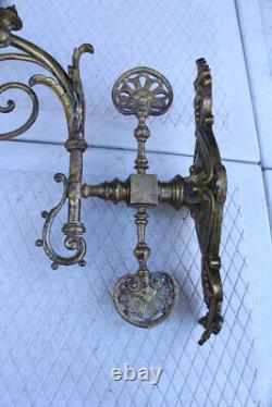 Antique Ornate Brass Gas Wall Sconce Light Fixture Restauration Project Victoria