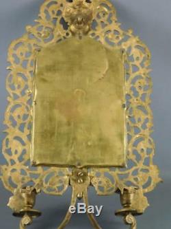 Antique Ornate Figural Greek Dionysus Bronze/brass Candle Mirror Wall Sconce