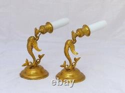 Antique PAIR French Empire Wall Light Sconce RARE 1 Light Swan Bronze 1900