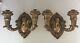 Antique Pair Beaux Arts French Wall Sconces Torch Flame Shade Sconce