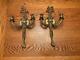 Antique Pair Brass Tassel & Bow Electric Powered Wall Sconces Made in Spain