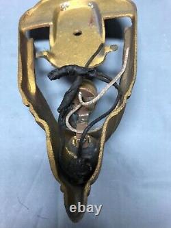 Antique Pair Cast Iron Gold Deco Interior Slip Shade Wall Sconces VTG 942-22B