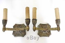 Antique Pair E. F. Caldwell Design Two-Arm Sconces, Wall Lights