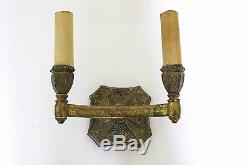 Antique Pair E. F. Caldwell Design Two-Arm Sconces, Wall Lights