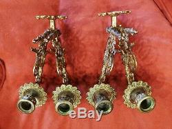 Antique Pair Griffin / Gryphon Double Wall Sconces Late 1800's