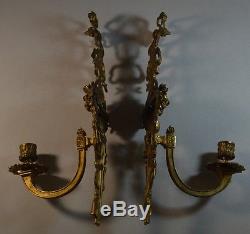 Antique Pair of Gilt Brass Wall Sconces