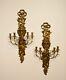Antique Pair of Large Louis XVI Style Wall Carved and Gilded Sconces