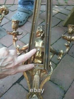 Antique Putti Rocco Wall Sconces Candelabra French style Gilt color. Spelter