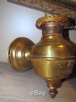 Antique Rare Pr Brass Converted Oil Lamps Train Ship Western Rustic Wall Sconce
