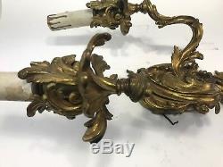 Antique Rococo Sconce French Brass Bronze Louis Wall Light Lamp Fixture Electric