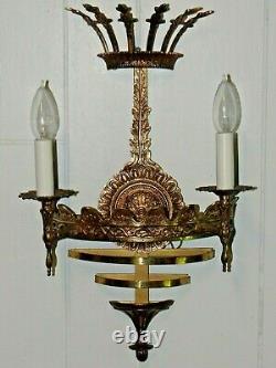 Antique Spanish Brass Wall Sconce Light Gothic Spanish Revival 4 Lights
