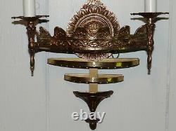 Antique Spanish Brass Wall Sconce Light Gothic Spanish Revival 4 Lights