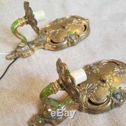 Antique Victorian Brass Wall Sconces- Newly Electrified-Excellent Condition