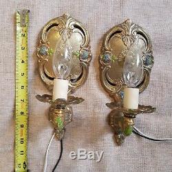 Antique Victorian Brass Wall Sconces- Newly Electrified-Excellent Condition