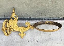 Antique Victorian Cast Iron Gold Swing Arm Oil Lamp Sconce Holder & Wall Bracket
