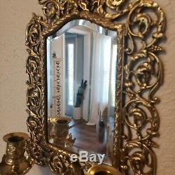 Antique Victorian Era Brass Figural BACCHUS Mirror Wall Sconce