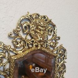 Antique Victorian Era Brass Figural BACCHUS Mirror Wall Sconce