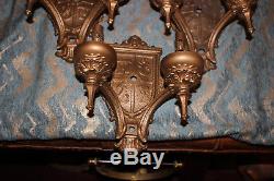 Antique Victorian Medieval Coat Of Arms Wall Sconce Light Fixtures-3 Pieces-Star