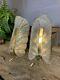 Antique Vintage Carl Fagerlund Orrefors Leaf Sconce Wall Light PAIR Glass Brass