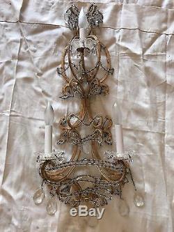Antique Vintage Crystal Wall Sconce from Marlboro Man Estate in AZ