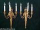 Antique Vintage French Empire Neoclassical Pair Bronze Brass Wall Sconces