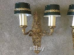 Antique Vintage French Empire Tole Brass Wall Sconce Bouillotte Lamp LAST ONE
