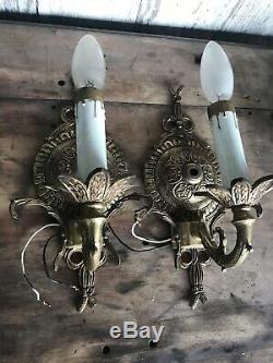 Antique Vintage Pair Of Wall Lamps Scones Made In Spain Rococo Style