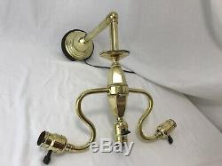 Antique Vtg Brass 3 Arm Wall Sconce Victorian Art Deco Edwardian Lamp Light Gold